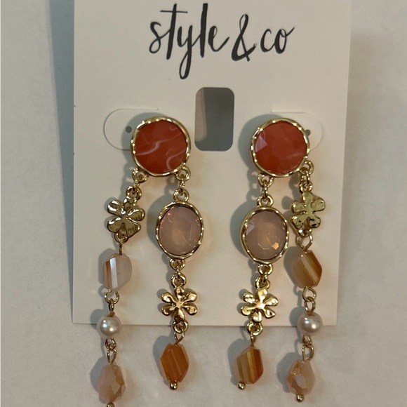 NWT Style & Co. Gold and Orange Bohemian Earrings - Picture 1 of 3